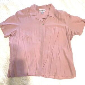 Dress Barn Rose Short Sleeve Blouse W/ Shoulder Pads, Size (18-20W)